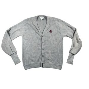 Vintage IZOD Sweater Men's Large Gray Long Sleeve Button Up Acrylic Cardigan VTG